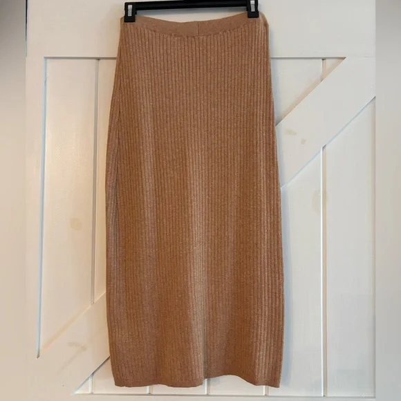 Free People Tan Ribbed Midi Pencil Skirt - Picture 4 of 4